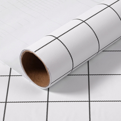 Waterproof+ECO-Friendly+Self-adhesive 3D Self-adhesive Modern White Plaid Design Office PVC Wallpaper