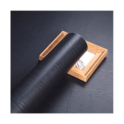 China Factory Self Adhesive PVC DIY High Quality Wood Color Black Grain Textured Film Internal Furniture Decorative